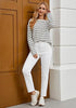 Cream White Women's High Waisted Full Length Straight Leg Jeans With Pockets