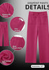 Hot Pink Women's  High Waist Relaxed Fit Wide Leg Cropped Length Style Casual Pants With Pockets