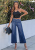 Women's High Waisted Wide Leg Cropped Denim Jeans Fashion Casual Jeans