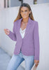 Lavender Womens Notched Lapel Pockets Button Work Office Blazer Jacket Suit