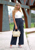 Dark Blue Women's High Waisted Elastic Waist Cargo Pants Stretch Y2K Style