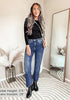 Classic Blue Women's High Waist Jean Regular Fit Slight Stretch Straight Leg Ankle Length Pants