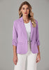 Lavender LookbookStore Women's Crop Sleeves Side Pockets Front Button Short Work Office Blazer Coats