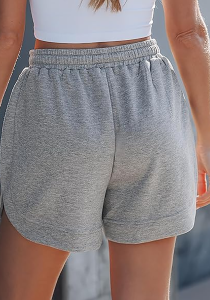 LookbookStore Women's Grey Heather High Waisted Elastic Waist Sweat Shorts Loose Fit Comfy Casual Summer Athleisure Shorts