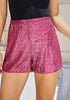 Hot Pink Women's High Waisted Stretchy Glitter Sparkly Short Party Outfits
