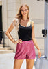 Hot Pink Women's High Waisted Stretchy Glitter Sparkly Short Party Outfits