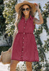 Baroque Rose Denim Dress for Women Sleeveless Babydoll Button Down Short Jean Dresses Cute Summer