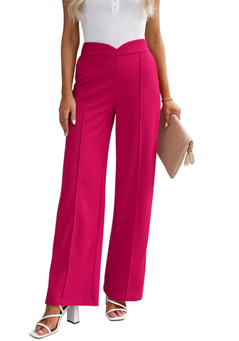 Hot Pink Women's Stretch Business Casual High Waisted Work Office Wide Leg Trouser Pants