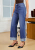 Classic Blue Women's Fashionable High Waisted Wide Leg Jeans Casual Jeans Versatile for Commuting