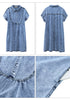 Bay Blue Women's Short Sleeves Loose Denim Pull On Babydoll Short Dress