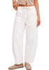 GRAPENT Women's High Waisted Baggy Barrel Jeans | Stretchy Denim, Elastic Drawstring Waist, Pull On, 27.5