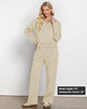 Light Beige Women Clothing Long Sleeve Suit Wide Leg Sweatshirt Hip-Hitting Length Banded Hem Cuffs Pantsuits