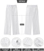White Women's Casual High Waist Pocket Polyester Relaxed Fit Wide Leg Pants