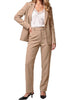 Beige Women's Elegant Business Pantsuit — Single Button Blazer & High Waisted Pants with Adjustable Waistband