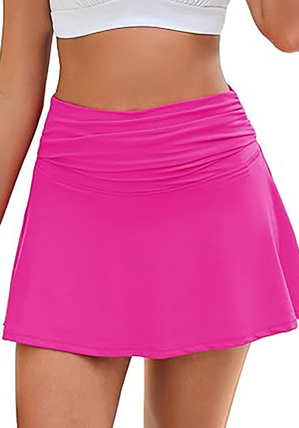 LookbookStore womens High Waist Ruched Swim Skirt Tankini Bottom Bathing Suit Skort for Beach Vacation