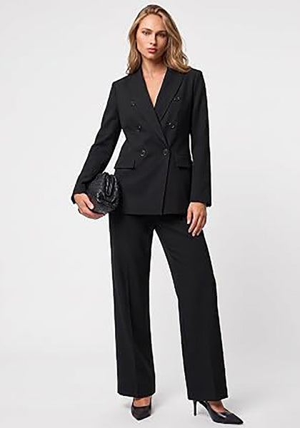Black Women's 2 Piece Double Breasted Pantsuit — Double Breasted, Wide Leg & Structured Shoulders, Professional Dressy Pantsuit Set, Office Chic, 2026 Fall Fashion