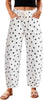 GRAPENT Women's High Rise Polka Dot Barrel Jeans | Stretch Denim, Elastic Drawstring Waist, 27