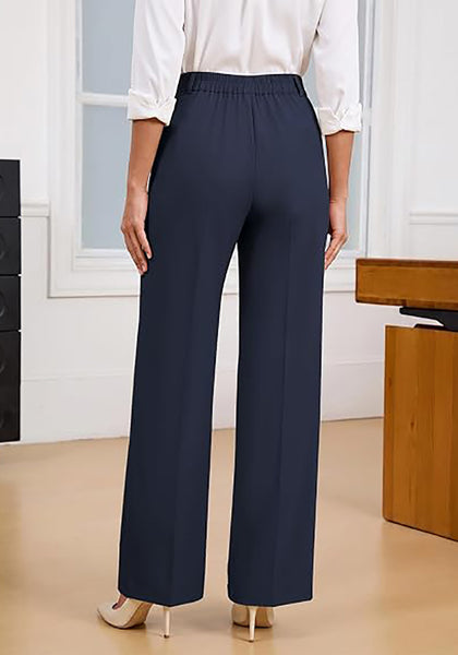 GRAPENT Women's High Waisted Wide Leg Work Pants | Elastic Back Waist, Front Pleated, Business Casual Office Outfits