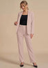 Peach Blush Women's Elegant Business Pantsuit — Single Button Blazer & High Waisted Pants with Adjustable Waistband