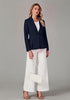 Navy Blue Women's  Peplum Suit Jacket Blazer, Tailored Fitted Long Sleeve with Built-in Shoulder Pads, Dressy Casual for Office, Business & Everyday Wear