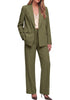 Olive Green Women's 2 Piece Double Breasted Pantsuit — Double Breasted, Wide Leg & Structured Shoulders, Professional Dressy Pantsuit Set, Office Chic, 2026 Fall Fashion