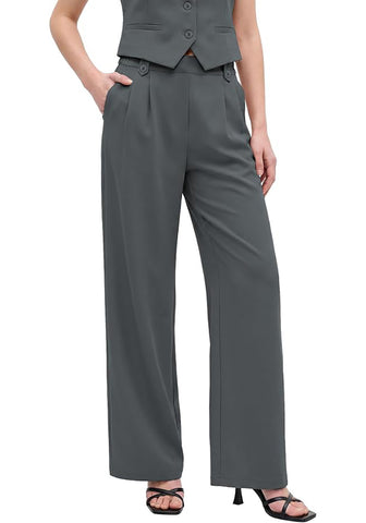 GRAPENT Women's Wide Leg Dress Pants | Pull On Closure, High Waisted, Elastic Back Waist, Front Pleated, Business Casual Office Wear