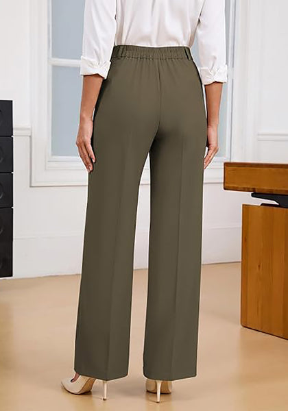GRAPENT Women's High Waisted Wide Leg Work Pants | Elastic Back Waist, Front Pleated, Business Casual Office Outfits