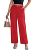 Women's High Waisted Wide Leg Soft Twill Pants Relaxed Fit Patch Pocket Trousers