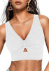 Women's Cropped Tankini Top Bow Knot Cut out Ruched Bikini
