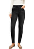 Washed Black High Waist Skinny Jeans with Elastic Waistband for Women Stretch Denim Functional Pockets Comfort Fit Jeggings