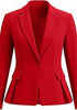 Red Women's  Peplum Suit Jacket Blazer, Tailored Fitted Long Sleeve with Built-in Shoulder Pads, Dressy Casual for Office, Business & Everyday Wear