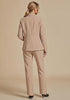 Beige Women's Elegant Business Pantsuit — Single Button Blazer & High Waisted Pants with Adjustable Waistband