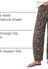 Bleached Sand Leopard Women's Trendy Leopard Barrel Jeans — High Waisted Baggy Wide Leg Stretchy Denim Pants with Front Seam & Ankle Length