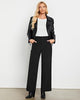 Black  Women's Casual Full-Length High Waist Relaxed Fit Wide Leg Front Zip Elastic Waist Back Pocket Pants Button Matching Non-Stretch