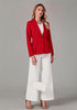 Red Women's  Peplum Suit Jacket Blazer, Tailored Fitted Long Sleeve with Built-in Shoulder Pads, Dressy Casual for Office, Business & Everyday Wear