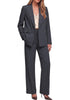 Charcoal Women's 2 Piece Double Breasted Pantsuit — Double Breasted, Wide Leg & Structured Shoulders, Professional Dressy Pantsuit Set, Office Chic, 2026 Fall Fashion