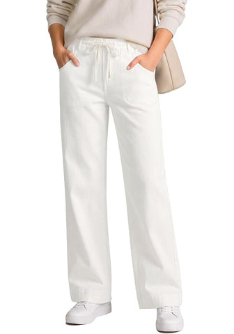 GRAPENT Women's High Rise Straight Wide Leg Jeans | Stretchy Denim, Elastic Waist, 29.5" Inseam, Work & Casual Daily Wear