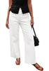 GRAPENT Women's High Waisted Scalloped Ankle Jeans | Stretchy Denim, Straight Wide Leg, 27.5