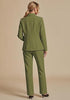 Olive Green Women's Elegant Business Pantsuit — Single Button Blazer & High Waisted Pants with Adjustable Waistband
