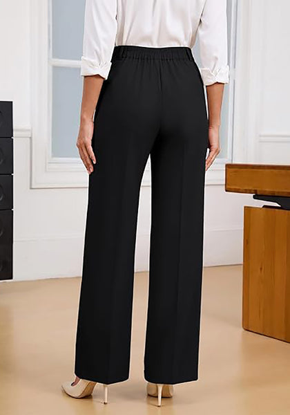 GRAPENT Women's High Waisted Wide Leg Work Pants | Elastic Back Waist, Front Pleated, Business Casual Office Outfits