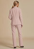 Peach Blush Women's Elegant Business Pantsuit — Single Button Blazer & High Waisted Pants with Adjustable Waistband