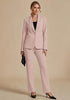 Peach Blush Women's Elegant Business Pantsuit — Single Button Blazer & High Waisted Pants with Adjustable Waistband