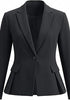 Charcoal Women's  Peplum Suit Jacket Blazer, Tailored Fitted Long Sleeve with Built-in Shoulder Pads, Dressy Casual for Office, Business & Everyday Wear