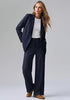 Navy Blue Women's 2 Piece Double Breasted Pantsuit — Double Breasted, Wide Leg & Structured Shoulders, Professional Dressy Pantsuit Set, Office Chic, 2026 Fall Fashion