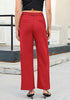 Women's High Waisted Wide Leg Soft Twill Pants Relaxed Fit Patch Pocket Trousers