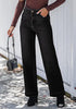 Washed Black Women's High Waisted Wide Leg Jeans with Comfort Stretch and Functional Pockets