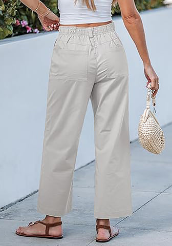 Women's Comfy High Waist Wide Leg Tailored Relaxed Fit Daily Wear Pants