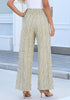 Women’s Striped Wide Leg Pants Causal Elastic High Waist Full Length Trousers with Pockets