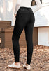 Washed Black High Waist Skinny Jeans with Elastic Waistband for Women Stretch Denim Functional Pockets Comfort Fit Jeggings