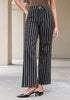High Waisted Striped Wide Leg Jeans for Women Vintage Denim Loose Fit Casual Pants